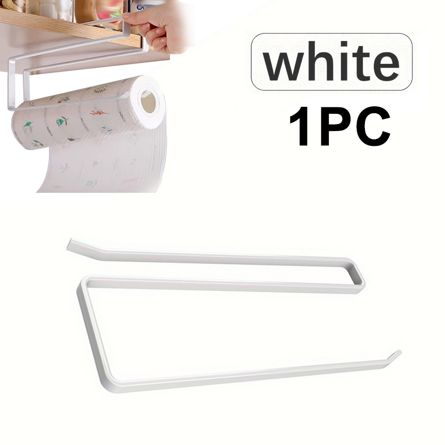 TEMU 1pc No Drill Under Cabinet Paper Towel Holder, Self-adhesive Wall Mount Kitchen Roll Rack, Rustproof & Durable Metal Tissue Dispenser,