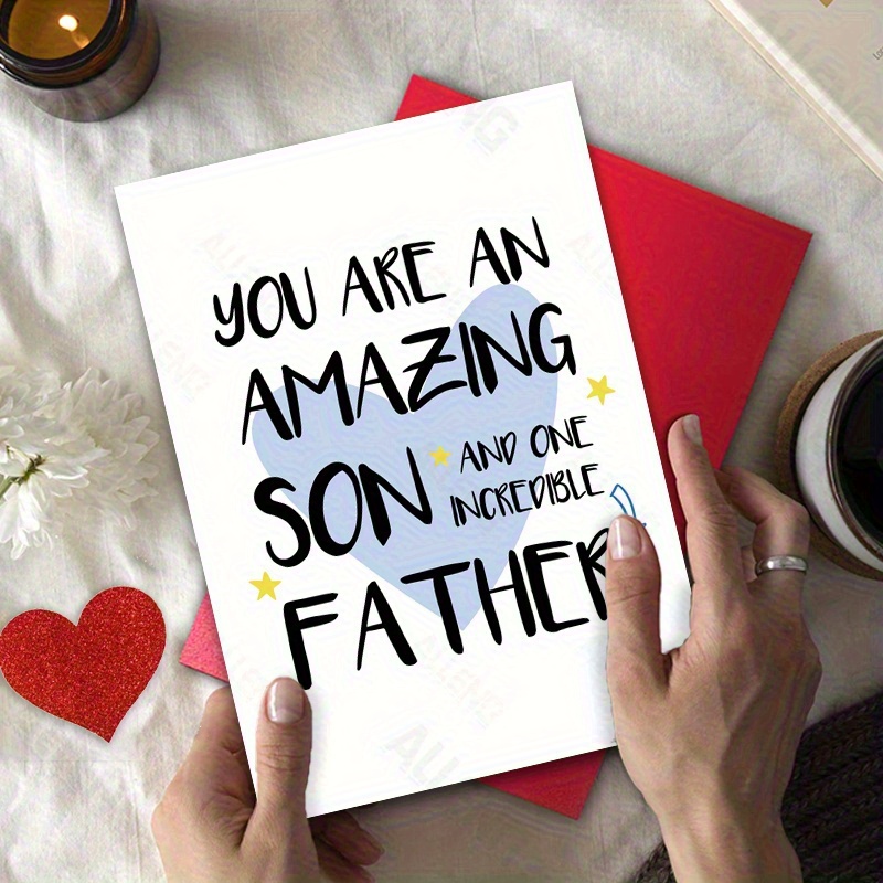 TEMU 4pcs (2 Greeting Cards+2 Envelopes) Father's Day Greeting Cards For - Birthday And Gratitude Cards - "you Are An Amazing Son And An Father"
