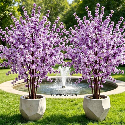 2pcs Large Artificial Tree Suitable for Indoor/Outdoor Decoration, Realistic Wide Branch Dense Foliage Plastic Tree with -Standing for Wedding, Garden, Patio, Use - Maintenance-Free Simulated Flower