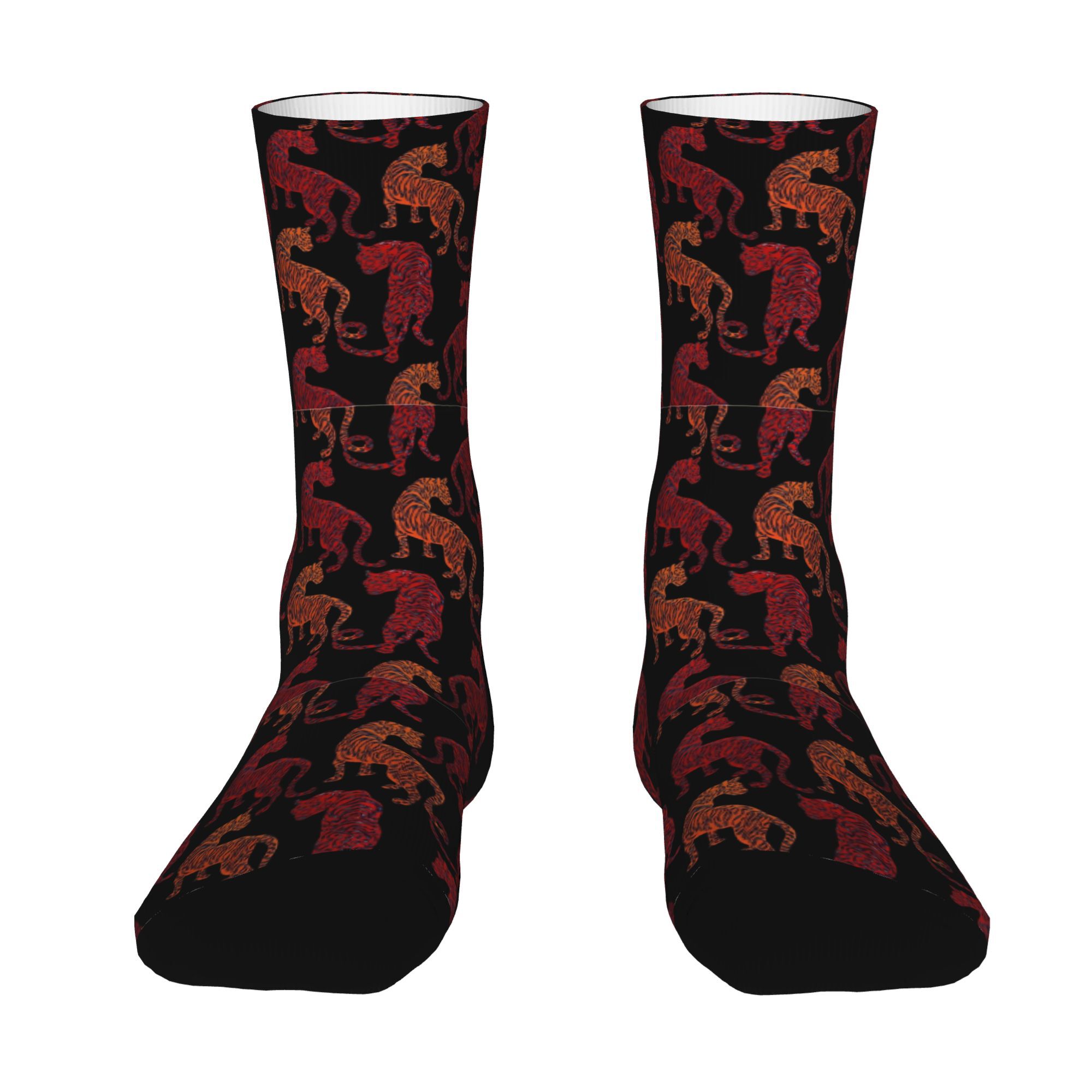 1 pair   tiger prints 3 retro harajuku hip hop novelty casual crew  