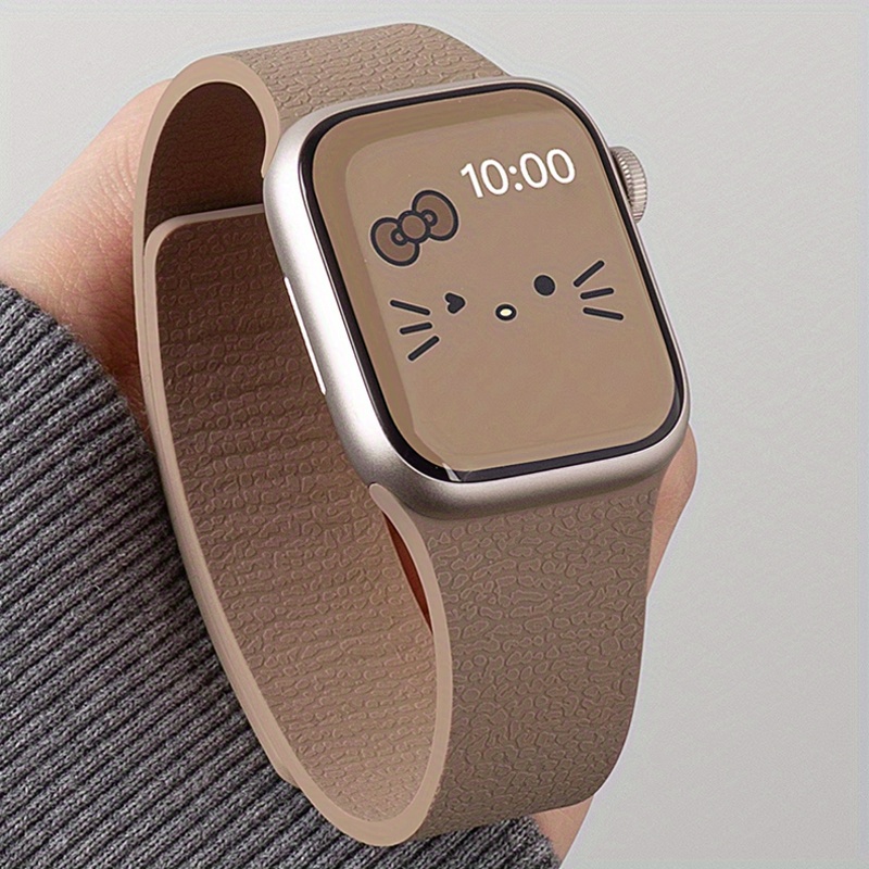1pc iWatch Lychee Soft Magnetic Band, Suitable for Apple Watch 10/9/8/7/6/SE/5/4/3/2/1/Ultra 2, 49mm, 46mm, 45mm, 41mm, 44mm, 40mm, 42mm, 38mm. Wearable Tech Watch Strap, Smartwatch Accessory, Fashionable Wristband, Minimalist Watch Chain, Durable