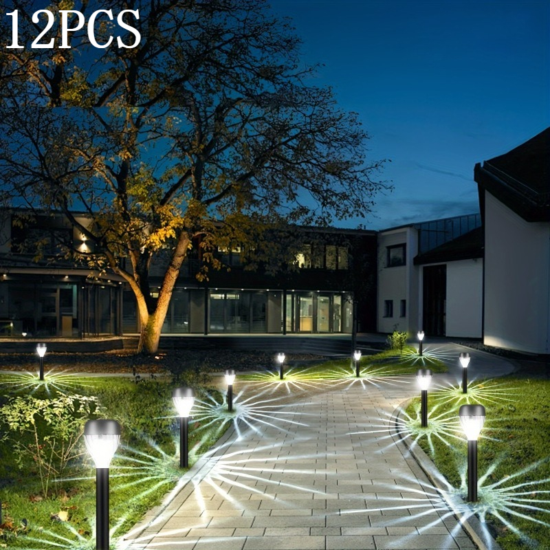 12pcs Solar Outdoor Tube Stick Lights For Lawn Landscaping, Led Pathway Lights, Shadow Lights, Garden Lights, Suitable For , , Courtyards, Yards, And Parks