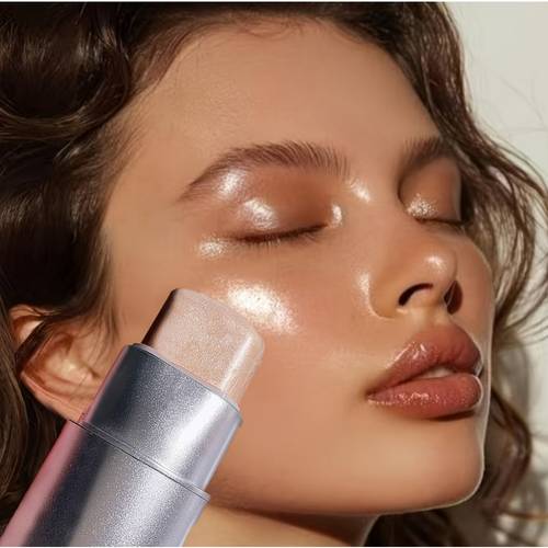 1pc glow highlighter stick long lasting high gloss shimmer for brightening face contour color stick form medium coverage makeup highlighter shimmering highlighter natural