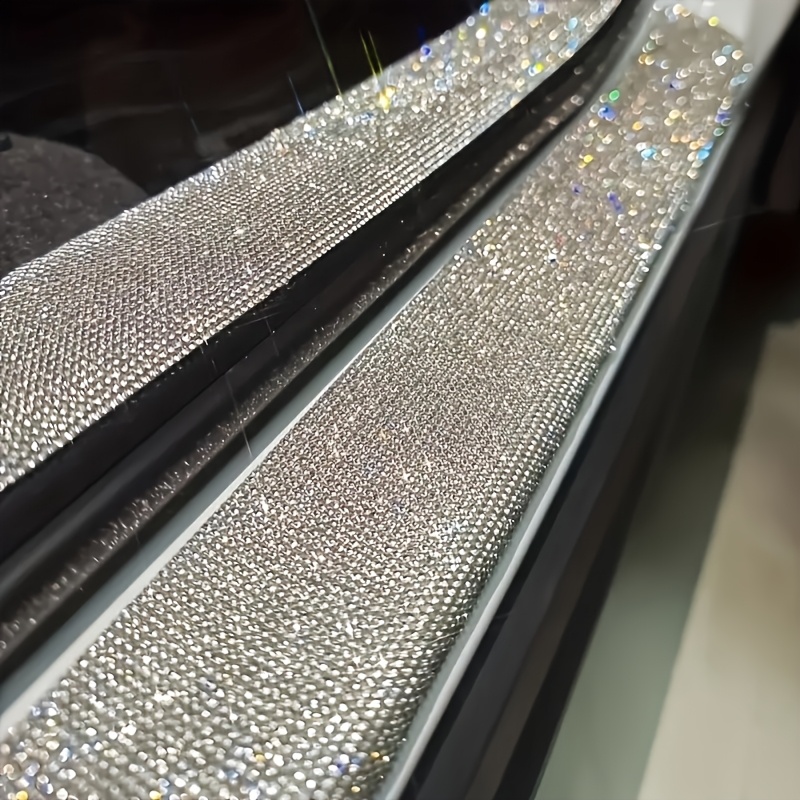 TEMU Long (55 Cm) Crystal Rhinestone Car Trim Strip, Shiny Crystal Sill Trim, Car Door Protection Sticker, Diamond Sticker