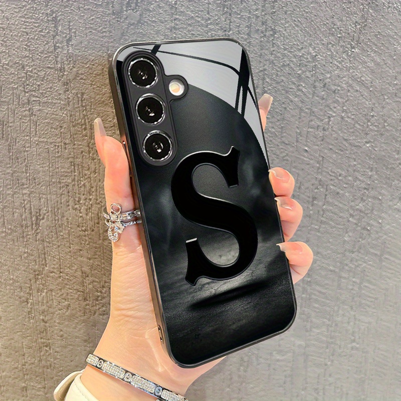 TEMU Phone Case: Black Art Minimalist Letter "s" Pattern Phone Case For A53/a54/a55/a52/a35/a34/a33/a32/a25/a24/a23/a15a/14/a13/a05s/s20/s21 Fe/s22