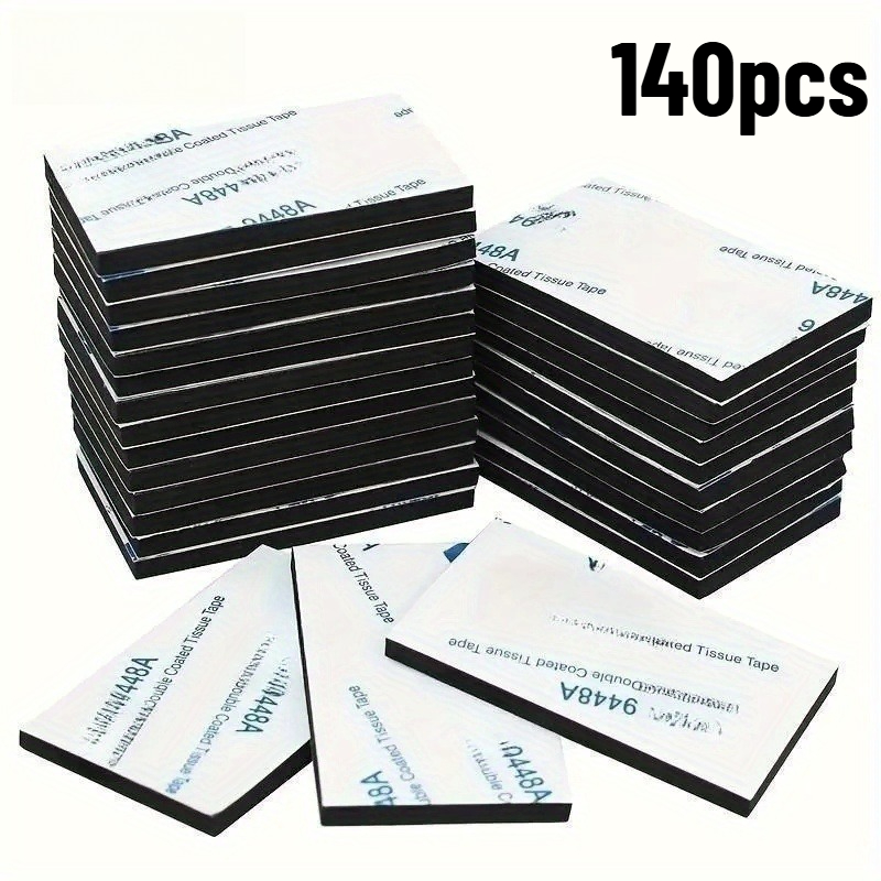 TEMU 140pcs Heavy Duty Double Sided Foam Tape Strong Pad Mounting Adhesive Tape, Black Self-adhesive Tape Rectangle, , Mounting, , Rectangle Shape,