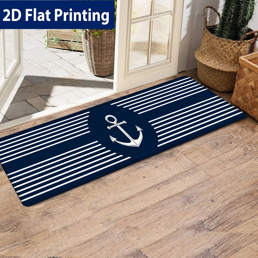 TEMU 1pc, Blue And White Striped Anchor-shaped 2d Flat Print, Suitable For Scenes, Home Decoration, Ideal For Everyday Or Festive Atmosphere Decor,