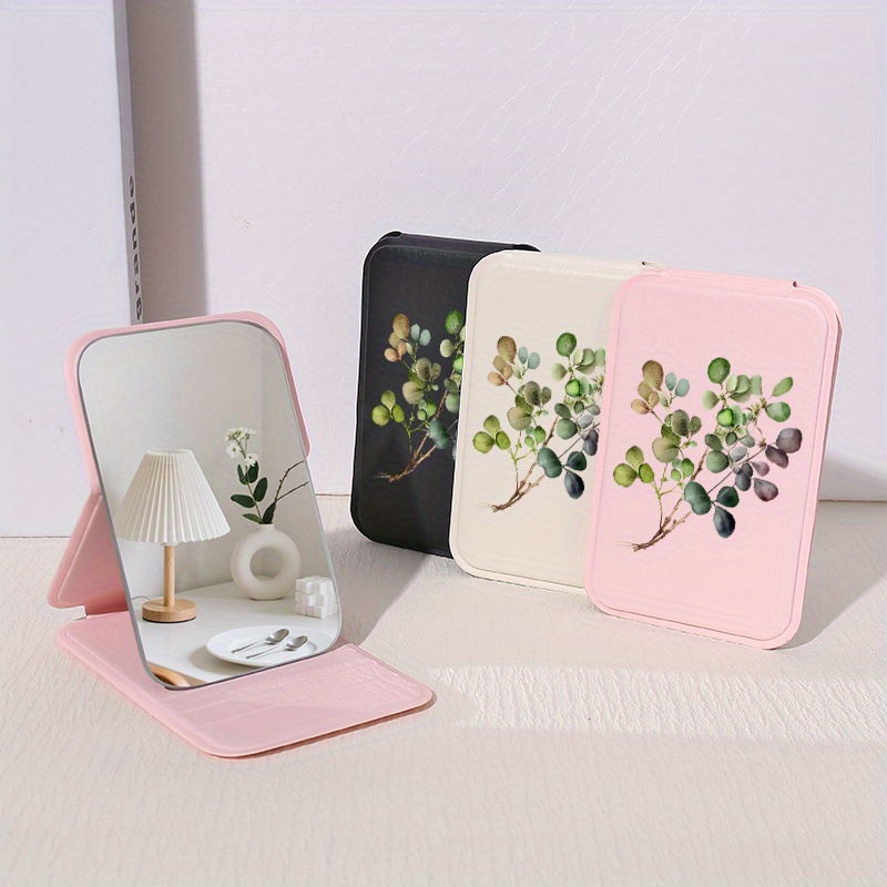 Foldable Portable Compact Makeup Mirror with Eucalyptus Design