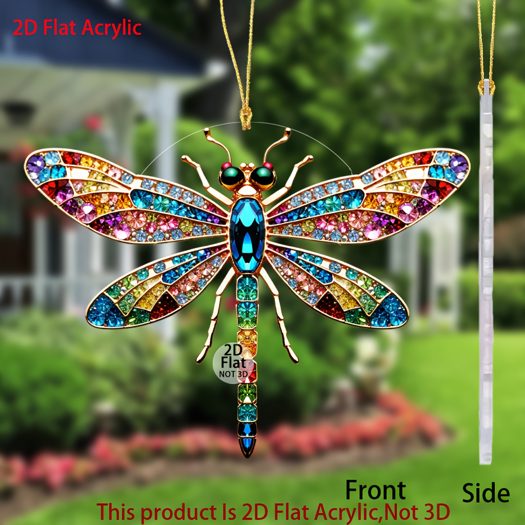 TEMU 2d Flat - 2d Acrylic Dragonfly Decoration | Colored Wings, Perfect For Valentine's Day/birthday Window Hangings And Keychain Pendants,