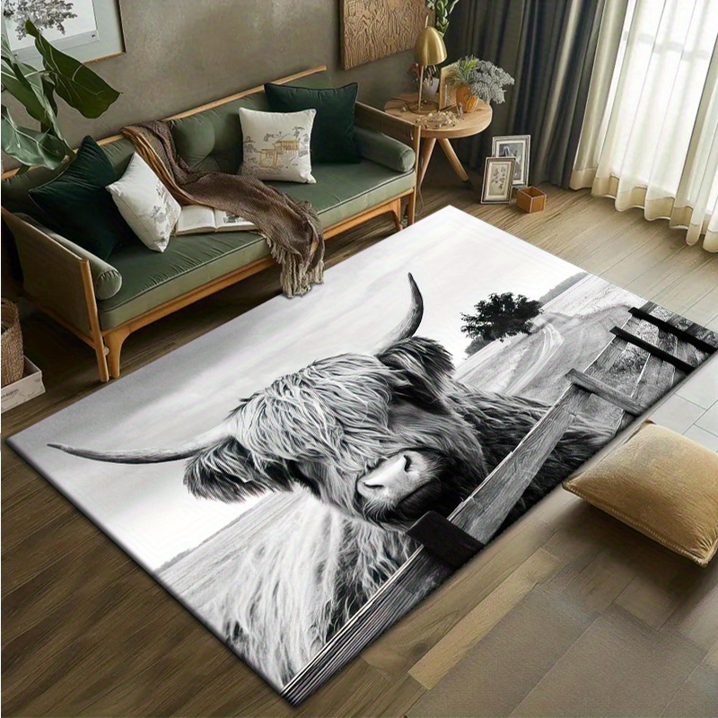   in   anti slip carpet rug 800g     durable soft polyester rectangular floor mat for living room bedroom kitchen office rustic home decor rustic home decor rustic farmhouse style durable floor mat cow deco 0