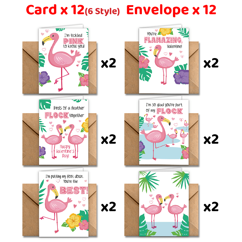 

24pcs Flamingo Greeting Cards With Envelopes - Valentine's Day, Birthdays & - Thank You Notes, Best For Christmas