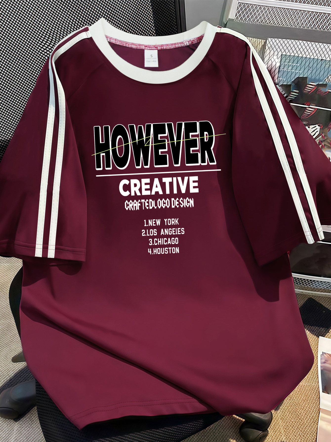 neues frühlings- und sommer-rundhals-t-shirt mit kurzen ärmeln und dem englischen spruch   creative,   dynamischer und vielseitiger alltagsstil