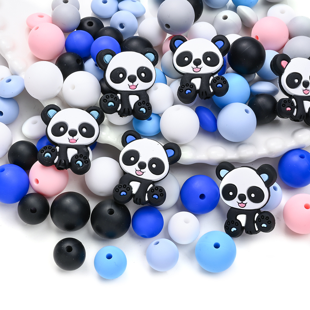 

76pcs Silicone Beads Set For Jewelry Making, Diy Beading Kit, Animal And Colorful Round Beads With Charms, 15mm And 12mm Mix, For Bracelets, Necklaces, Keychains, Crafts And Gifts