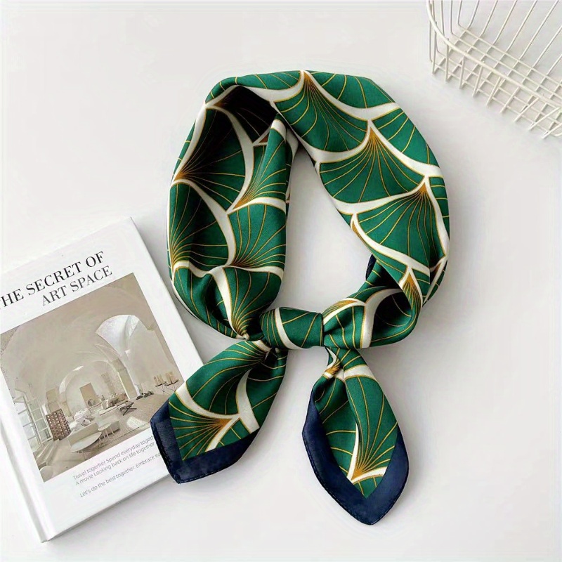 1 Preppy Style Polyester Scarf, 26.77 Inches, Elegant Pattern, Breathable, Thin, Hand Wash Or Clean, No Feathers, For Women, Spring Summer, Gift