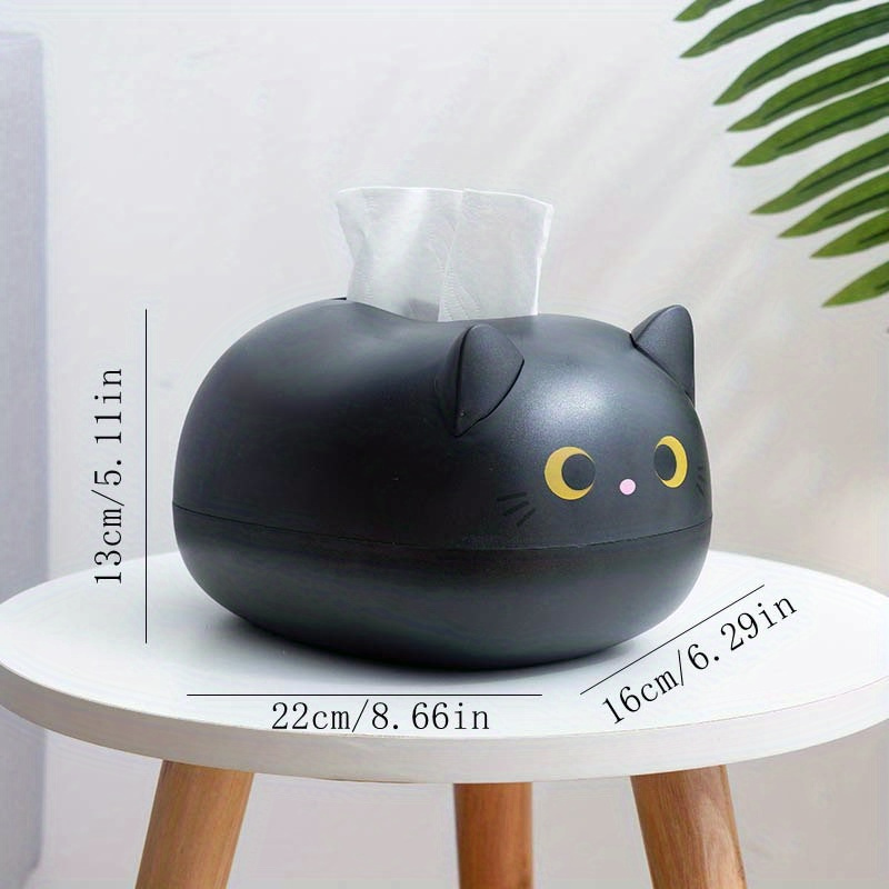 1pc cute cat tissue box holder kitty bathroom or living room decor with tissue dispenser slot durable plastic construction white black   for home office or gift for cat lovers office desk accessory   decor item cartoon animal shape   pet owners Product details 1