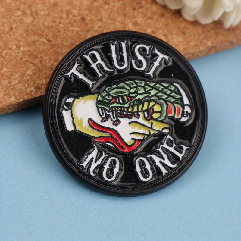 Enamel Pin With A Dark Theme Saying ' No One', Featuring A Punk- Of A Snake And Hand, A Badge For The Rebellious And Anti-
