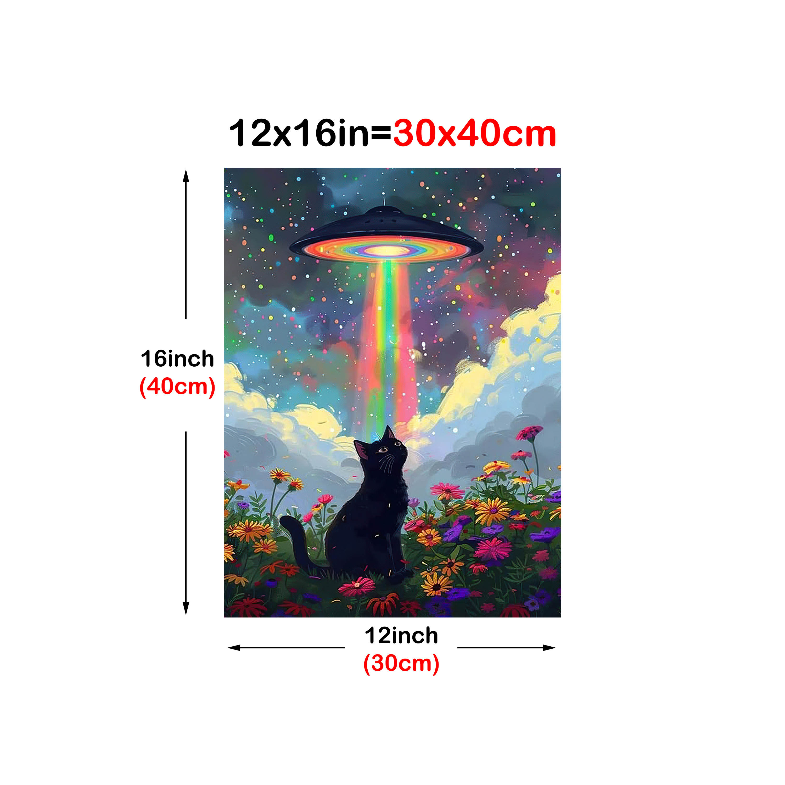 TEMU 2d Flat, 1pc Ufo Decoration Painting, Creative Oil Painting, Animal Canvas Poster, Suitable For Living Rooms, Bedrooms, And Home Offices -
