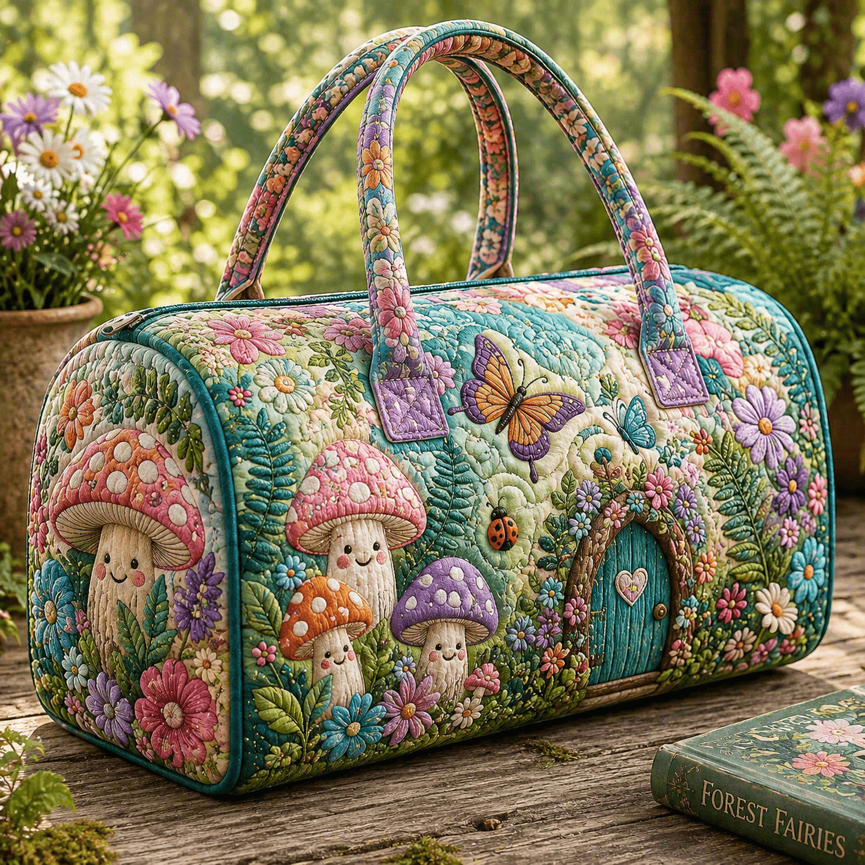 TEMU Garden Duffel Bag For Women, Large Capacity Weekender Travel Bag, Stylish Printed Carry On Tote, Perfect For Spring Trips, Gift, Vacation,