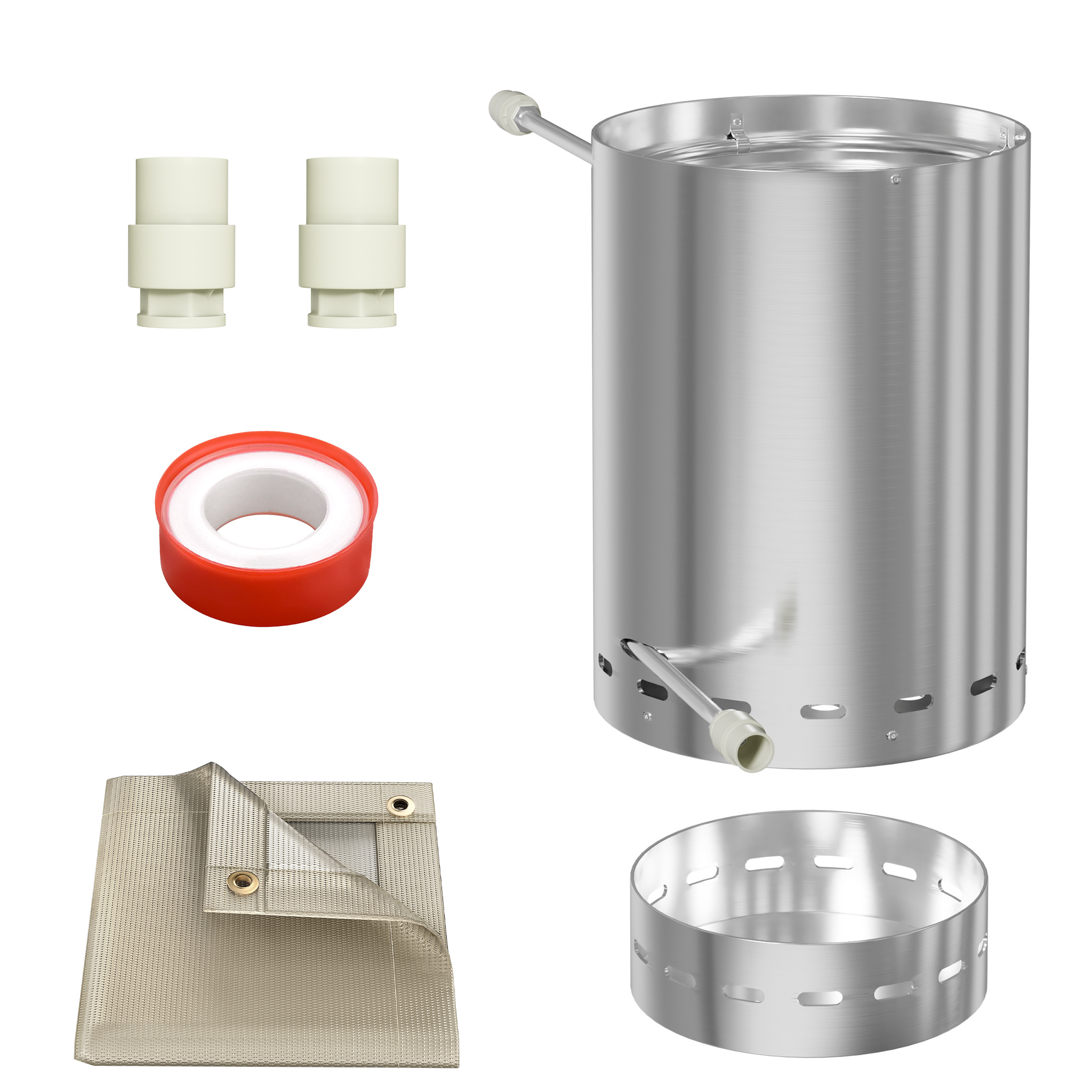 Image of Wood- Outdoor Pool Heater Suitable For Swimming Pools & Hot Tubs - With Ash Catcher Tray, Portable Wood For -ground/in-ground Pools, 32/38mm Connection, System For Use