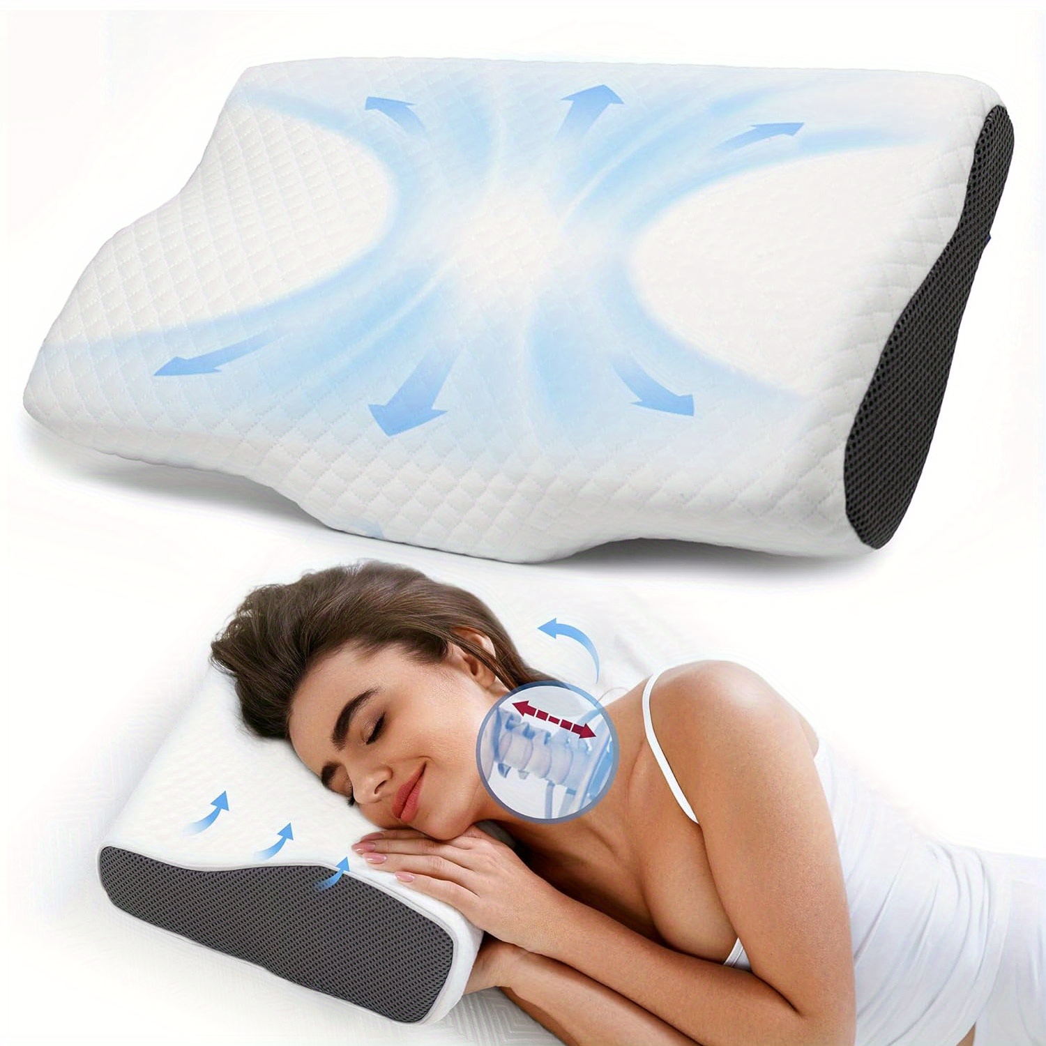 Neck Support Pillow For Sleep - Ergonomically Designed Cervical Pillow For Back, Stomach, And Side Sleepers, Contoured Pillows For Shoulder
