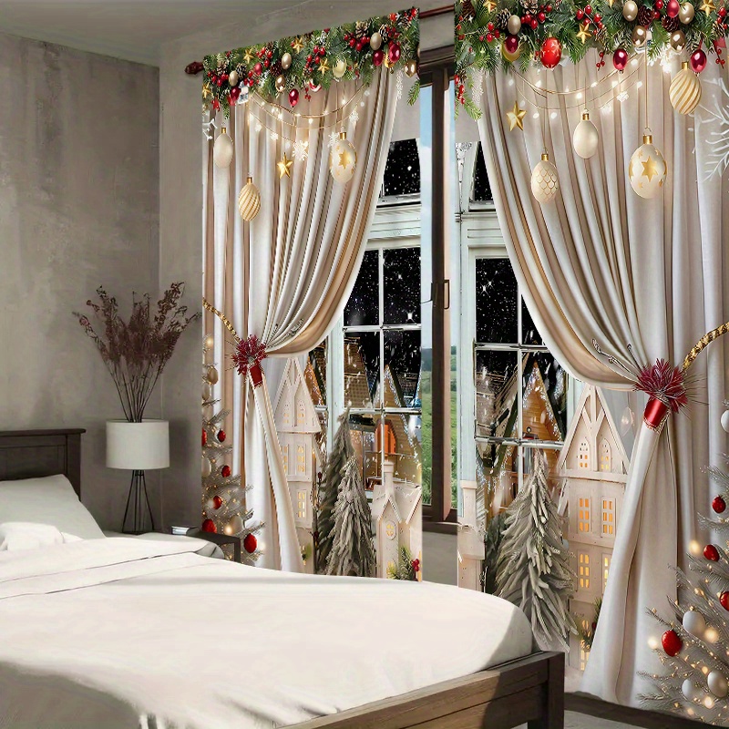 

Christmas Curtains - 2pcs, Polyester, , To , , No Battery Needed, For Types - Decor