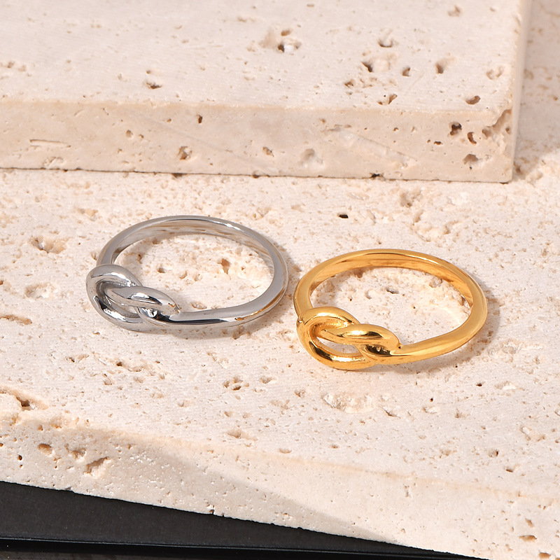 Women's Stainless Steel Twisted Knot & Heart Knot Ring