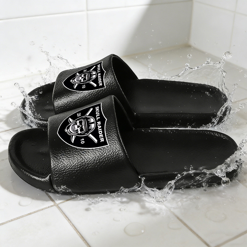 TEMU 1pc Skull Symbol Men's Home Slippers, Indoor Slippers, Beach Slippers, Bathroom Slippers, And Outdoor Casual Slippers Are Suitable For Camping,