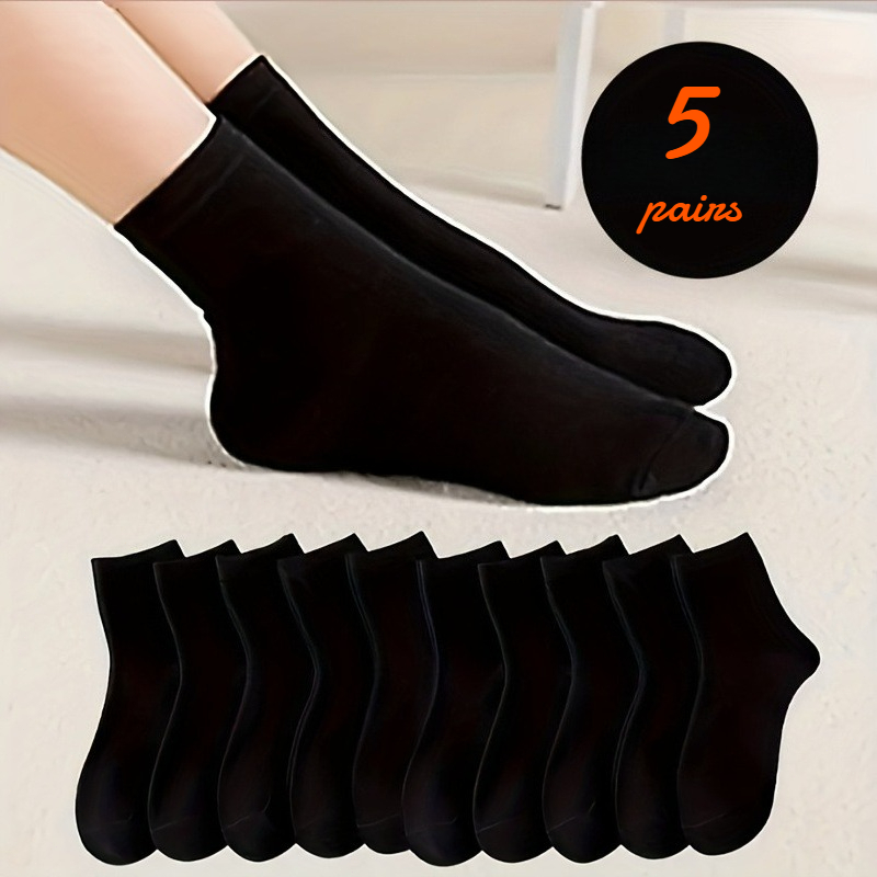 TEMU Women's Mid-calf Socks 5 Pairs - Breathable And Thin Socks, Comfortable For And Machine Washable, Suitable For Outdoor Leisure And Daily Wear,