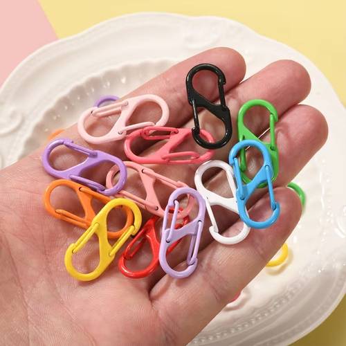 12 24pcs macaron color s random mixed multifunctional s shaped carabiner 8 shaped two way backpack hook keychain hanging alloy