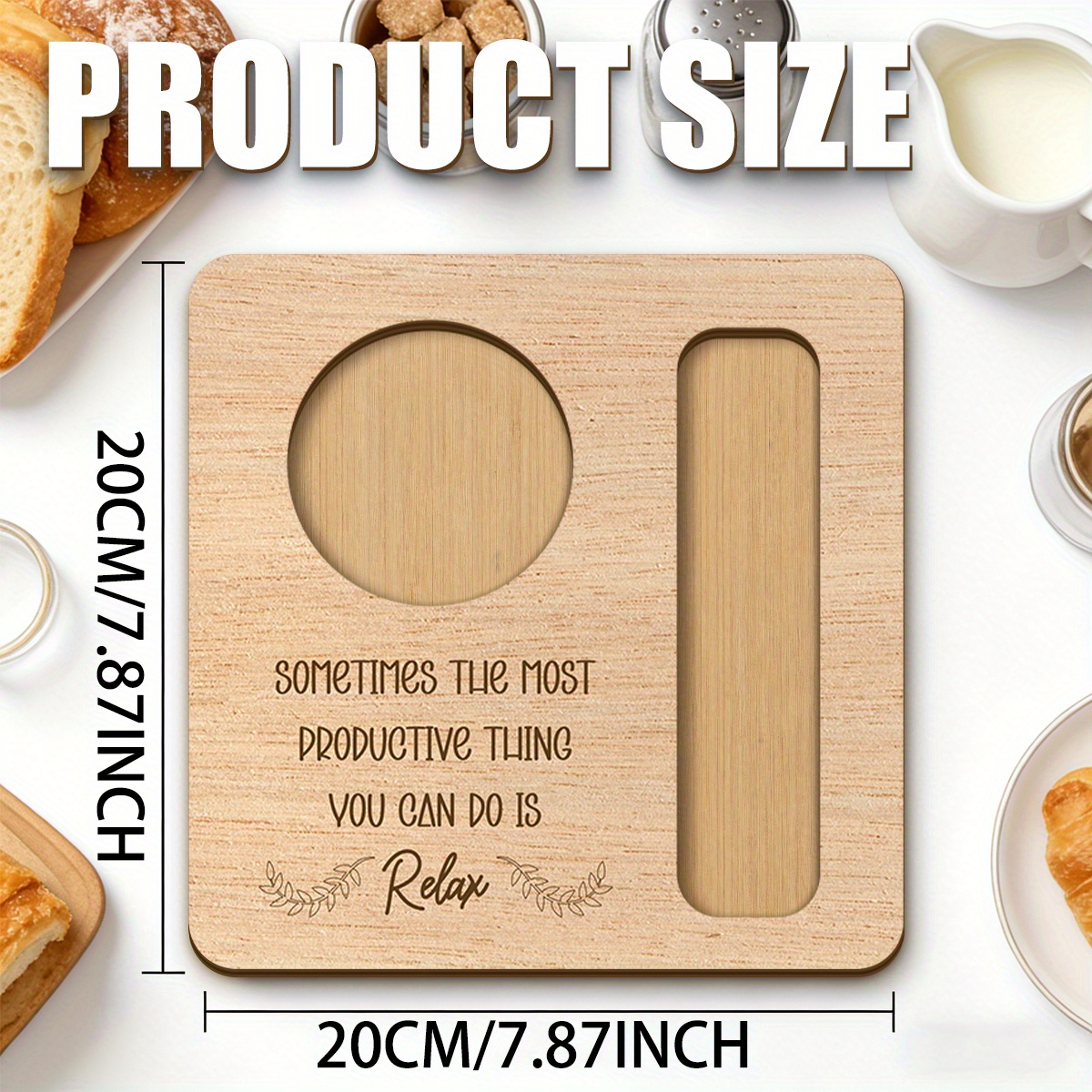 TEMU 1-pack The Most Productive Approach Is To Relax - Wooden Tray - Desktop Drink Organizer, Suitable As A Mother's Day, Father's Day, Or Birthday