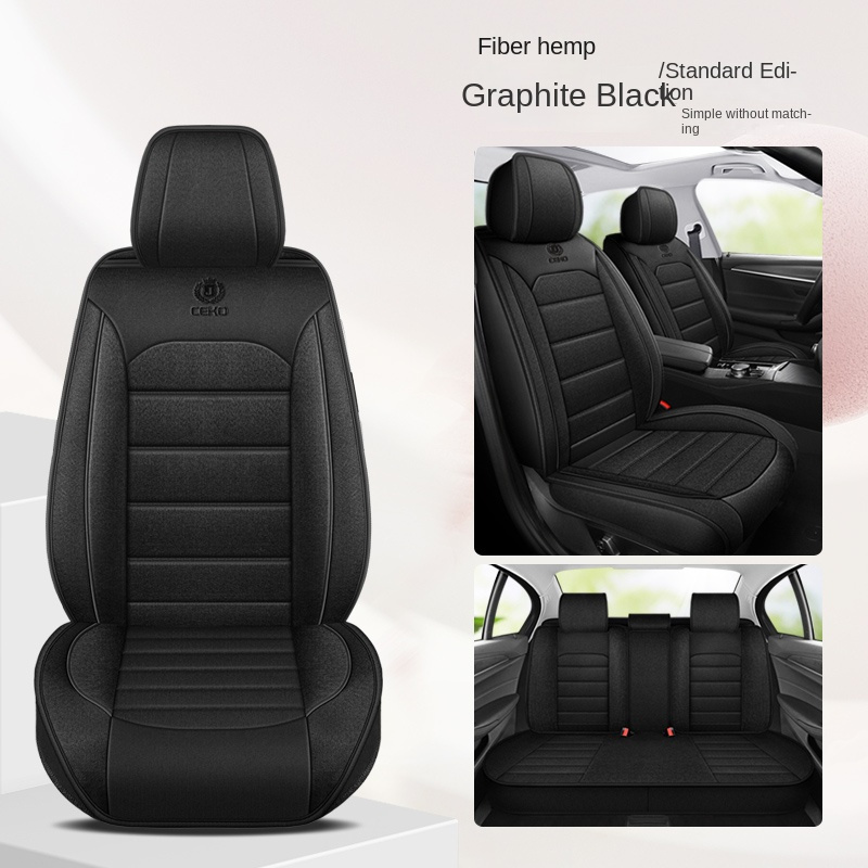 TEMU 5-seat Car Seat Cover Set, Full Car Seat Cushion Linen Car Seat Cover, Car Seat Cover Set, Compatible With Five-seat Vehicles