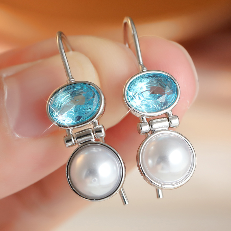 TEMU Gorgeous Inlaid Synthetic Cubic Synthetic Zirconia Dangle Women's Earrings Trendy Silvery Color Geometry Daily Wear Party Jewelry Anniversary