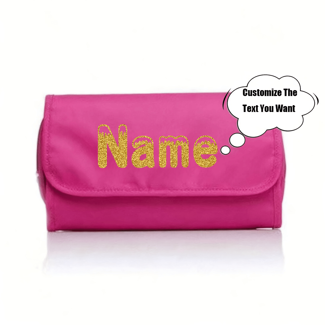 TEMU Customizable Name Or Text | Toiletries And Makeup Bag, Zipper Closure, Foldable, Machine Washable