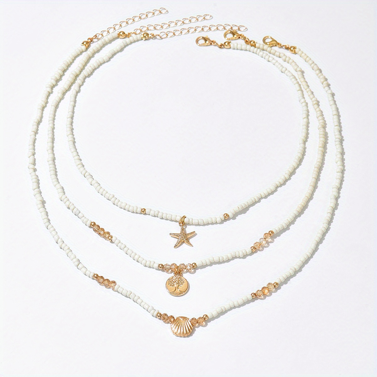 3pcs Women's Bohemian Pendant Necklace Set for Summer