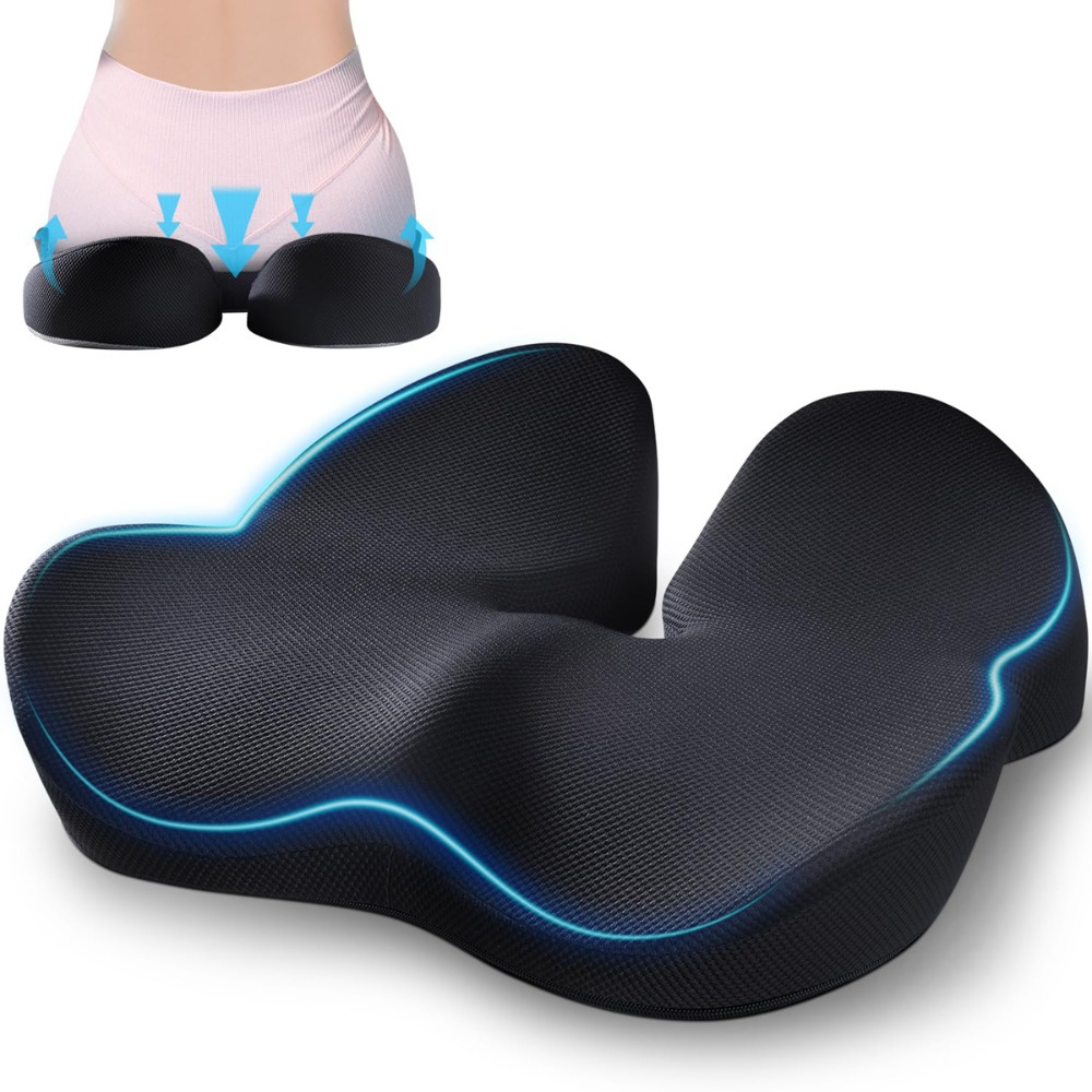 Image of Lumbar Spine Pillow Adjustment, Sitting Cushion, Soft And Comfortable Travel Pillow Seat Cushion Petal Foam Orthopedic Pad With Removable Cover U-shaped Design A Great Gift