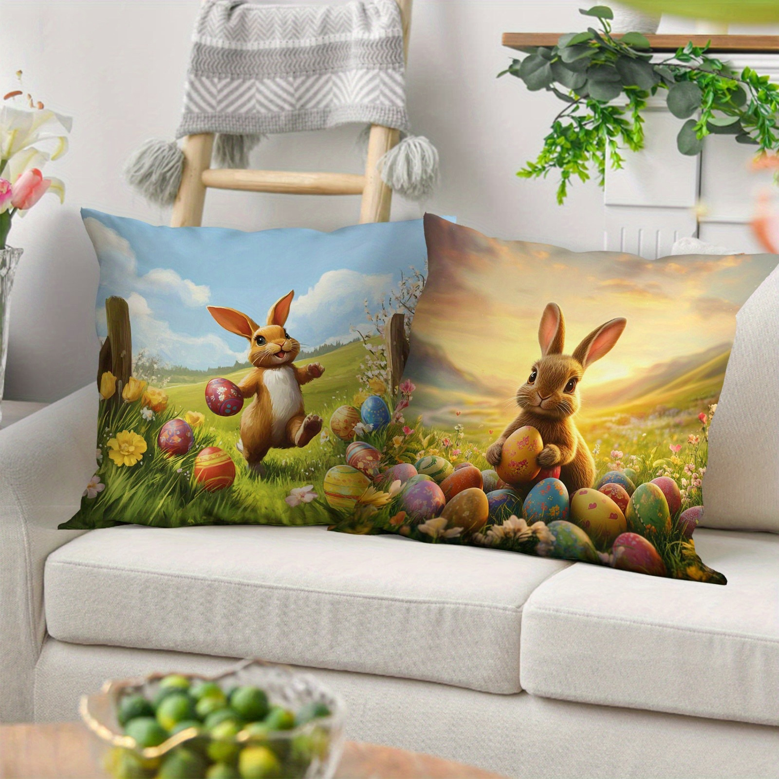 Set di 2 federe per cuscini 40 x 40 cm, motivo floreale, federa per