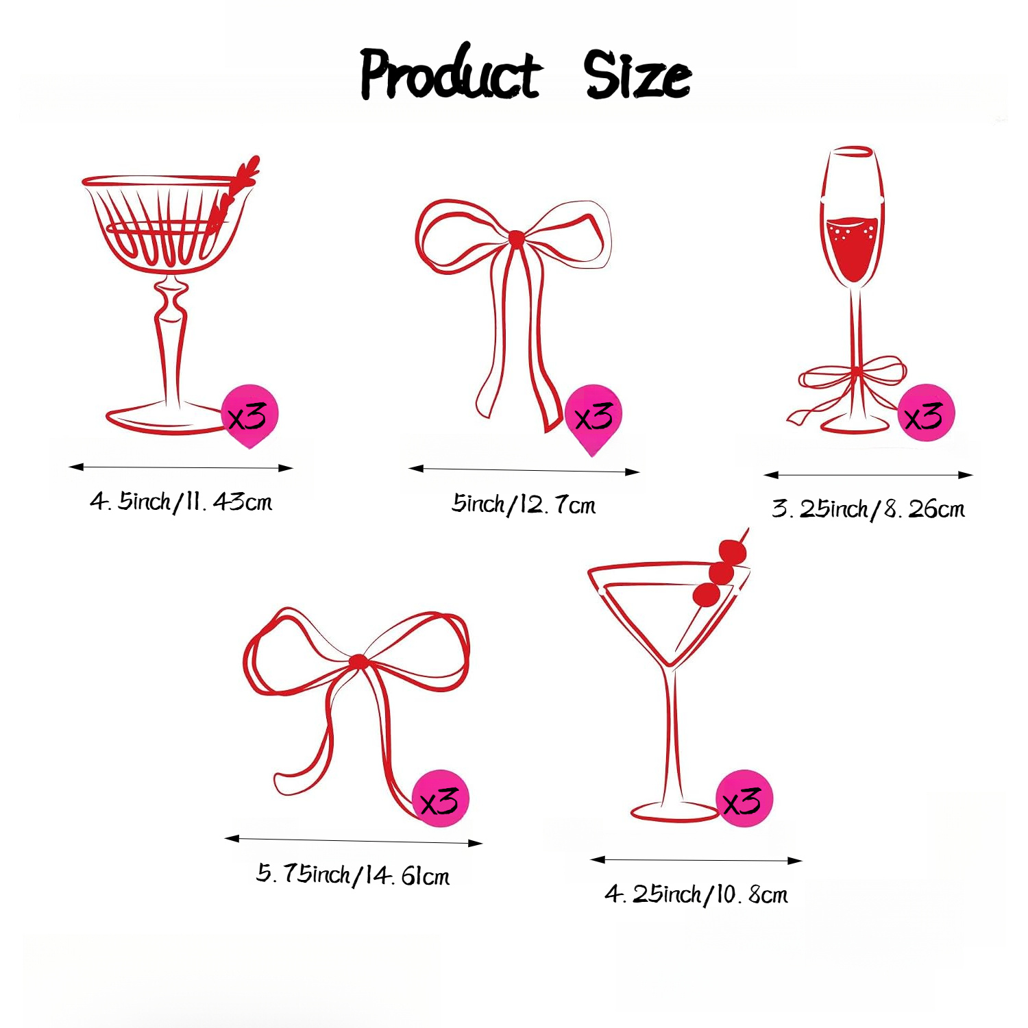TEMU Garland Banner, Birthday Or Bachelorette Backdrop, Red Bow Cocktail Glass Party Banner, Cute Cocktail-themed Party Paper Banner, For Bridal