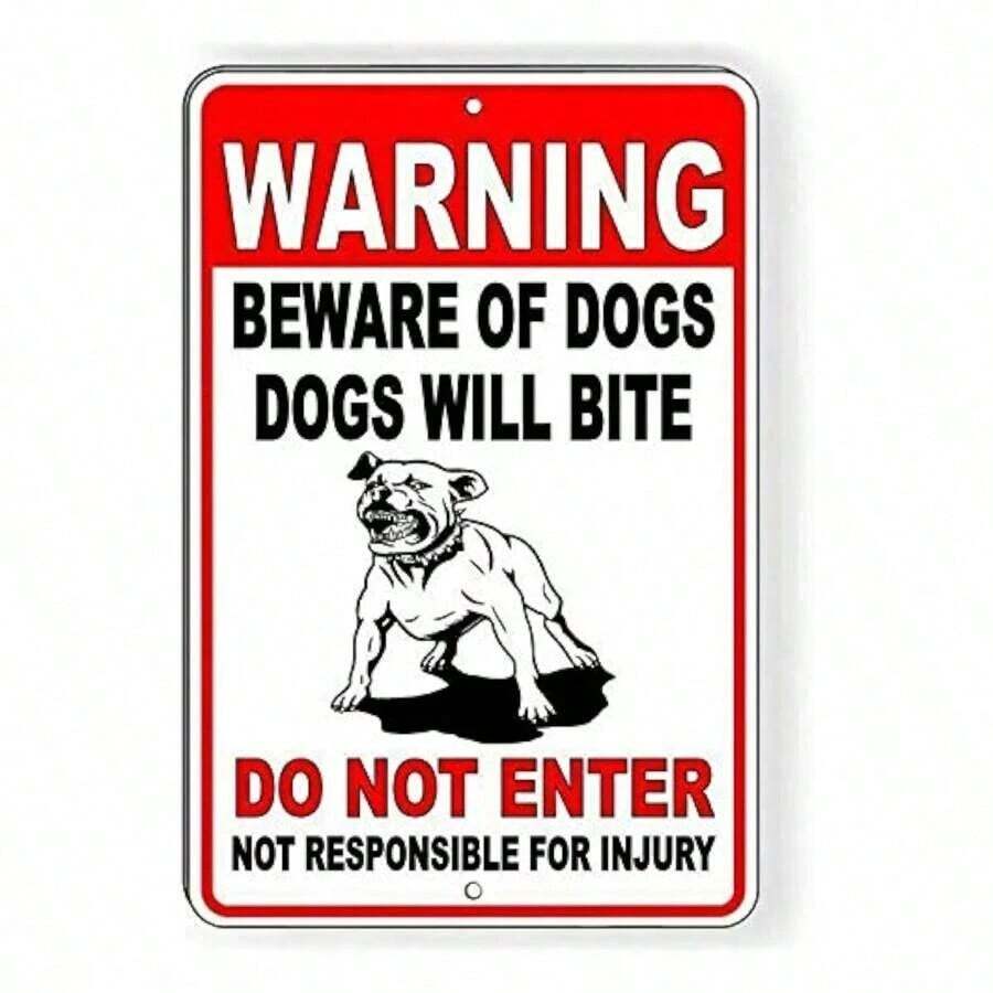 TEMU Panneau d'avertissement plat 2D - Plan 2D, panneau d'avertissement en métal robuste adapté aux propriétaires - Attention Chien , Interdiction