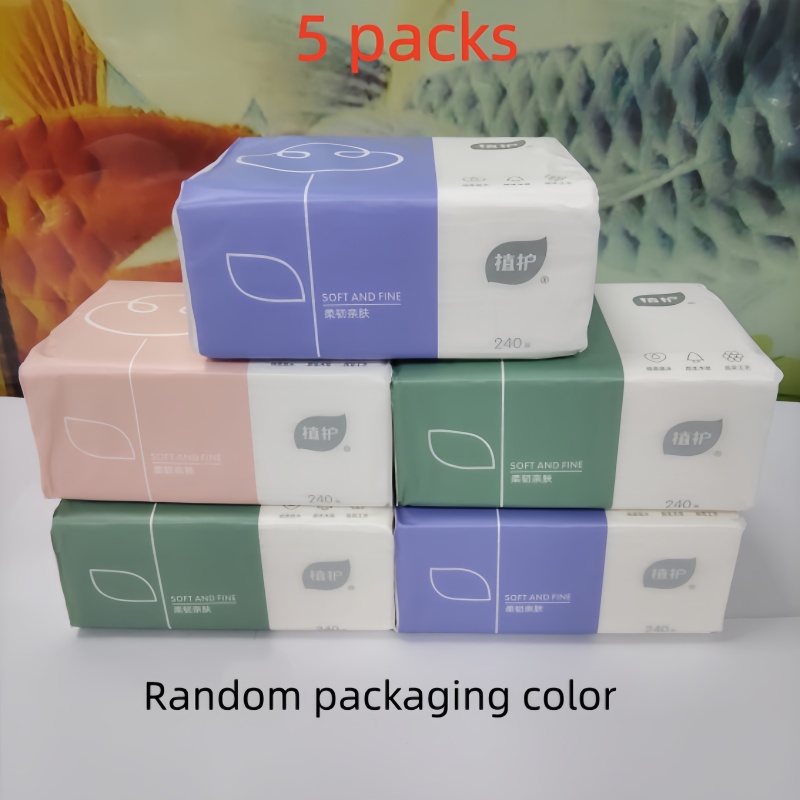 TEMU Lot de 5 Paquets de Papier de Soie Couche de Haute Qualité, Couleur Aléatoire - 240 Feuilles par Paquet, Convient pour , de Bain et les