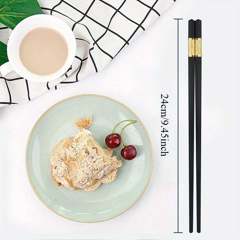 30 双防滑玻璃纤维筷子，可重复使用的筷子礼品套装，洗碗机安全，易于使用和清洁，方形轻量级，适用于家庭厨房，酒店，餐厅餐具，黑色和金色 商品详情 0