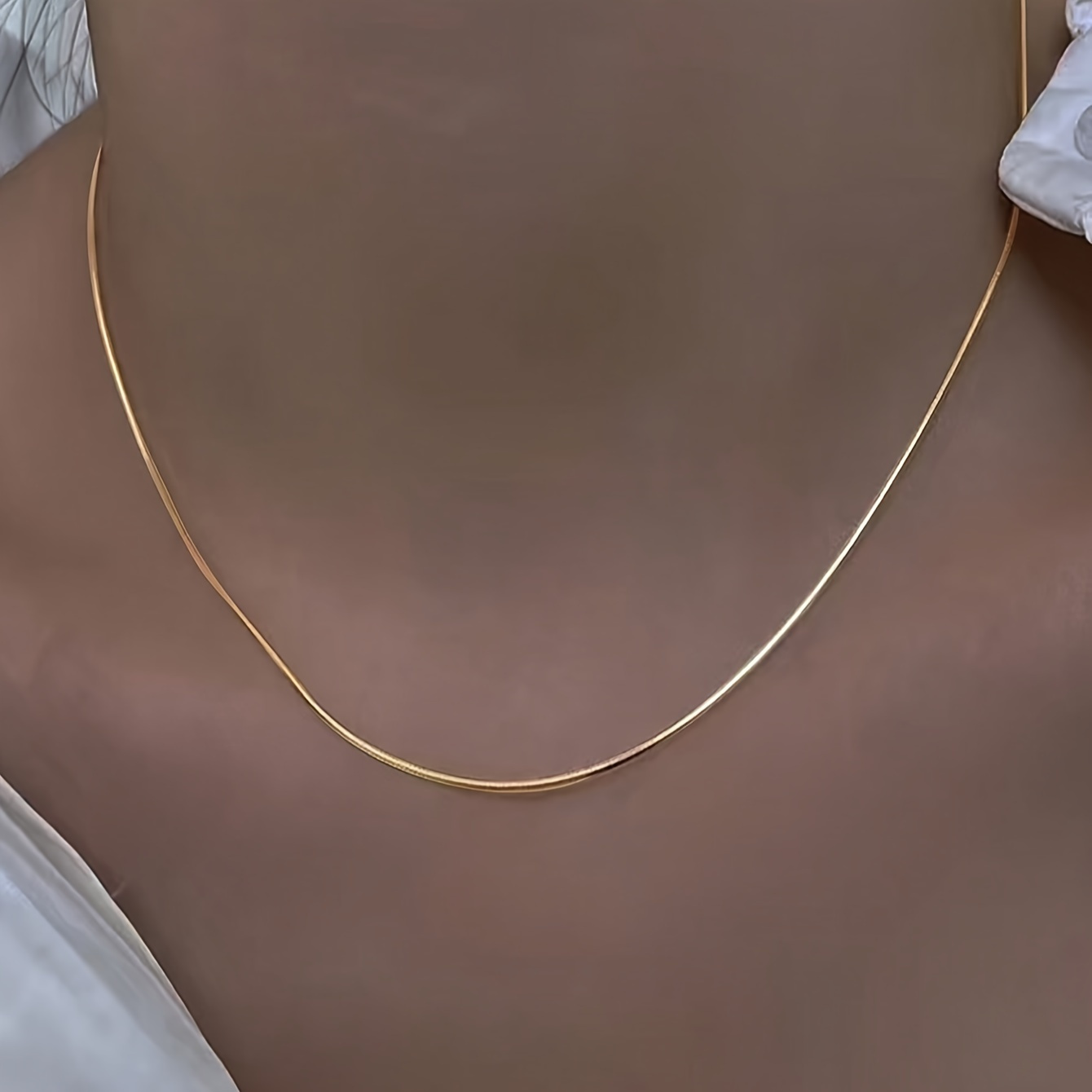 Golden Stainless Steel Snake Bone Chain Necklace
