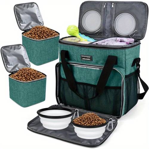 1pc airline pet travel kit tsa approved carrier for small medium dogs and cats accessory pouch with collapsible bowls food storage gray hold 19pcs items