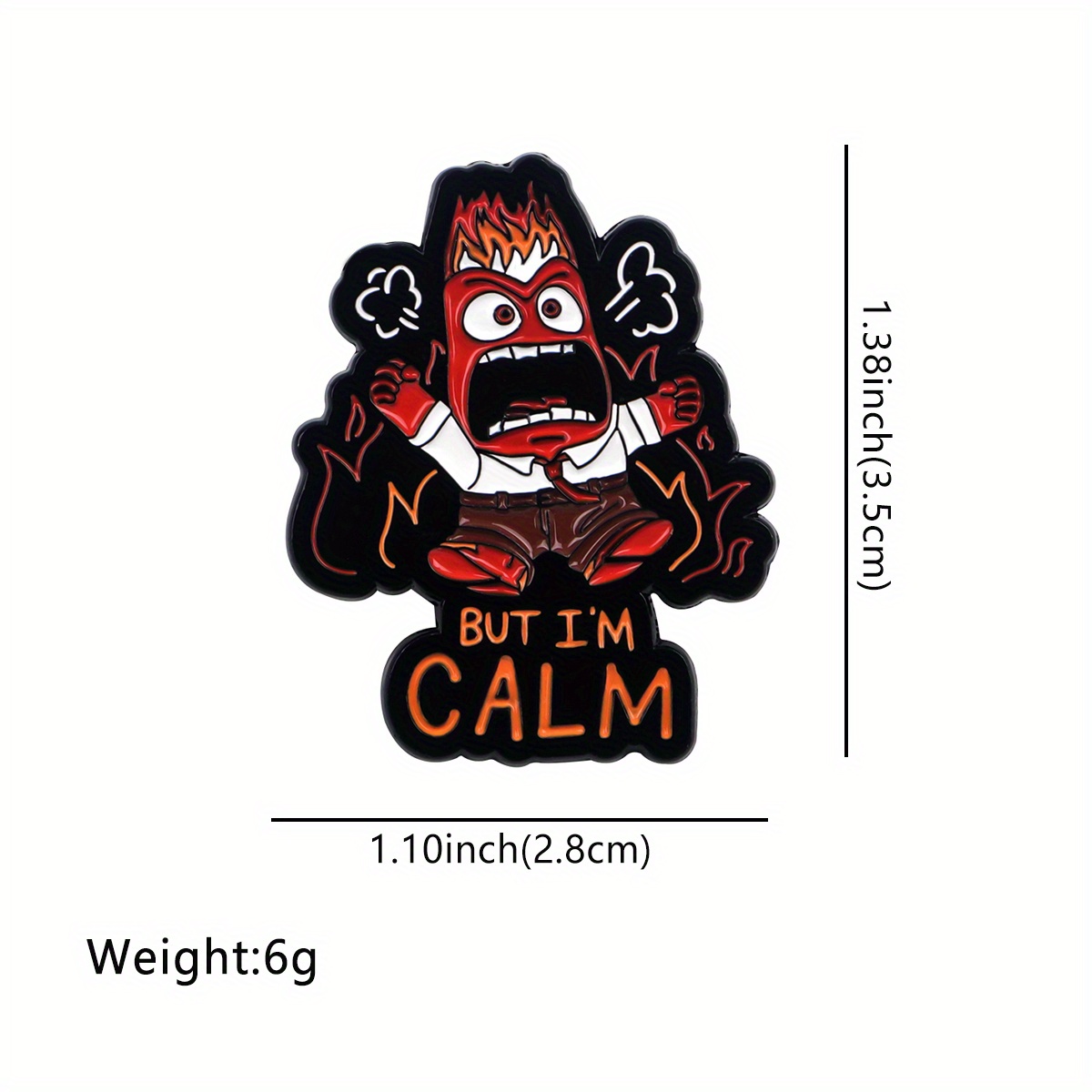 TEMU 1pc Cute Enamel Pin - Alloy Brooch With "but I'm Calm" Design, , Backpacks, Clothes, And Holiday Gifts, Novelty Fashion Accessory, Enamel Pi Suitable For Men And Women.