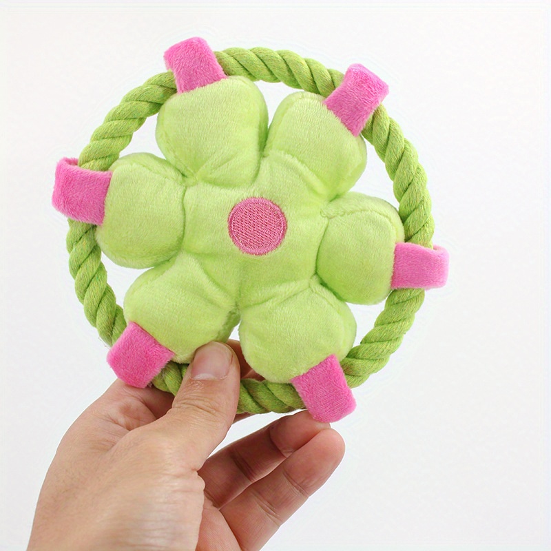 Durable Anti-Choking Dog Chew Squeaky Toy, Soft Rope Loop Design for Interactive Play, Ideal for Fetching Tug-of-War and Dental Exercise, Suitable for Puppies and Adult Dogs, Multiple Colors Available