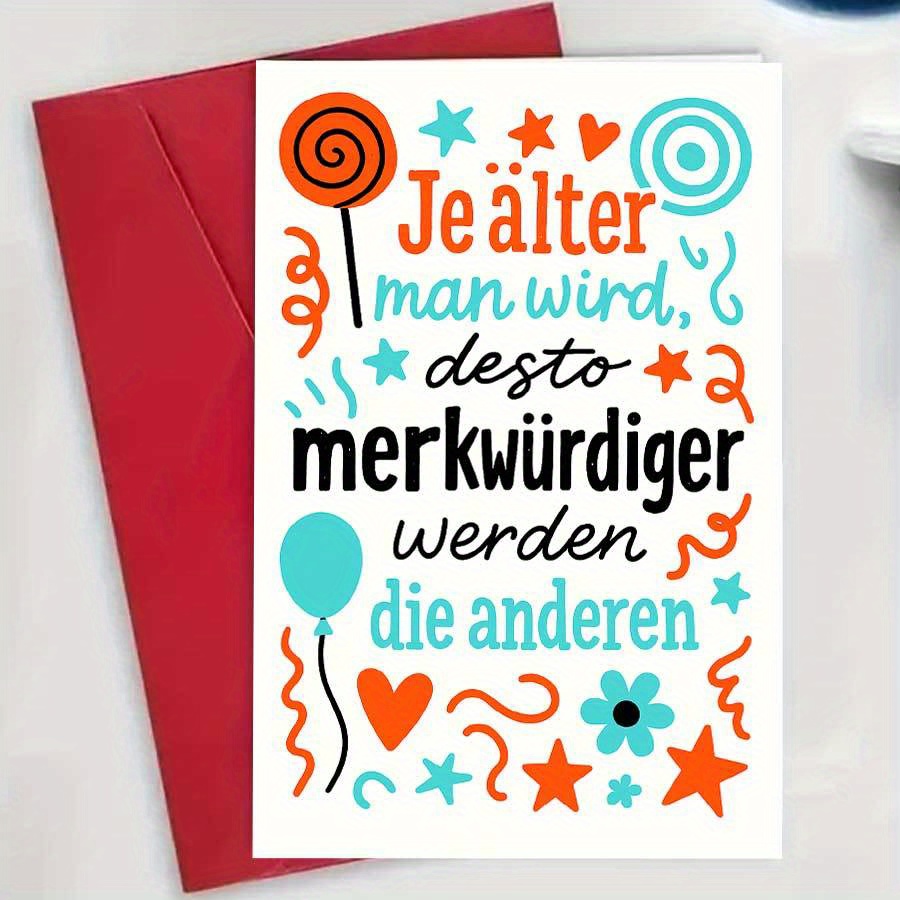 E-shop 1 Stück Lustige Deutsche Geburtstagskarte – Einzigartiges Design für Freunde Familie – Humorvolles feiern – Perfektes Geschenk für Geburtstage