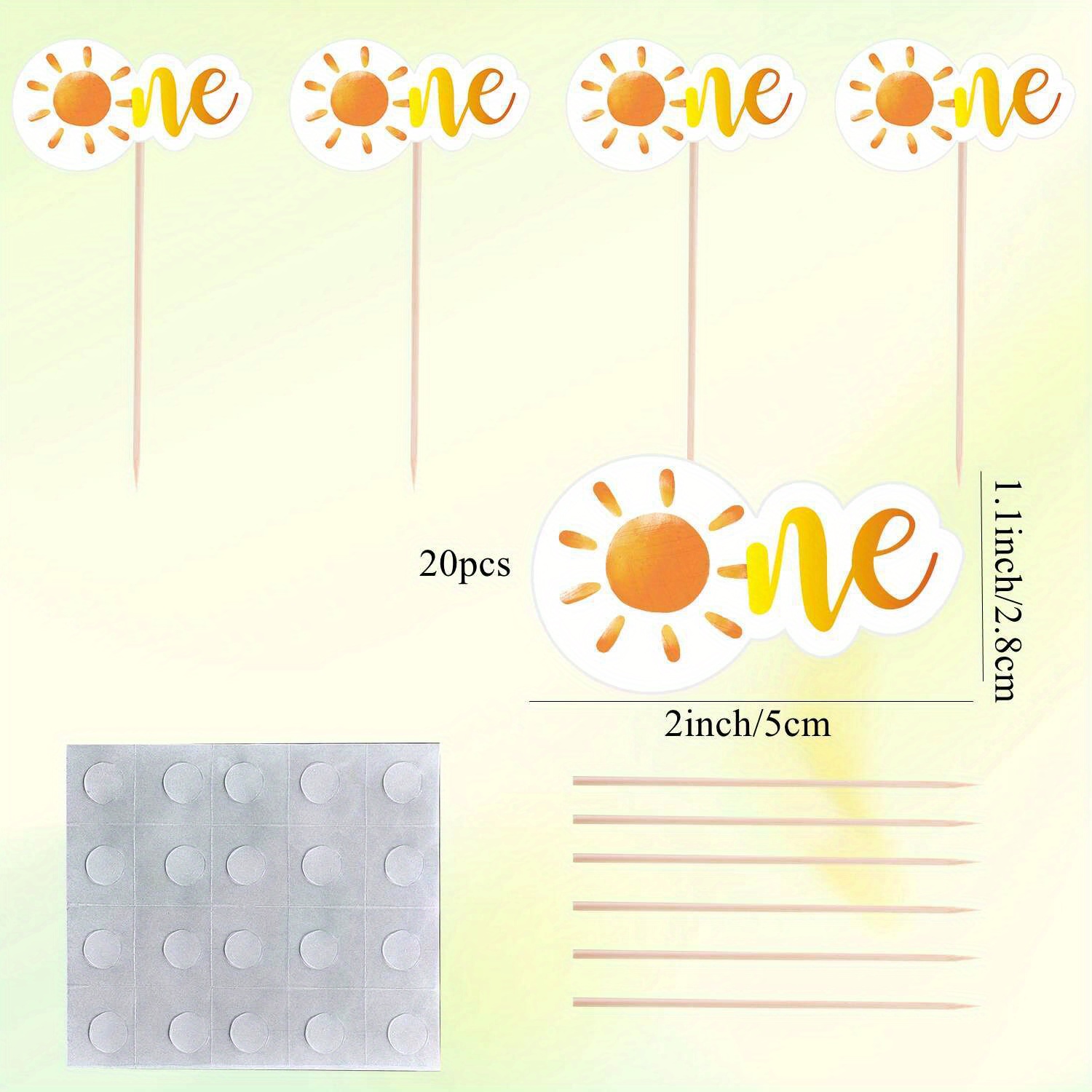Image of 20pcs Of Sunshine-themed Cupcake Decorations For Celebrating A First Birthday Party, Perfect For Cupcake Arrangements