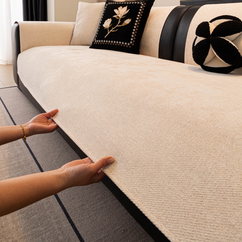 TEMU 1pc Modern Minimalist Sofa Protector Cover Compatible For All Sofa Types, Full-coverage Non-slip Cushion Cover With Split, Machine Washable