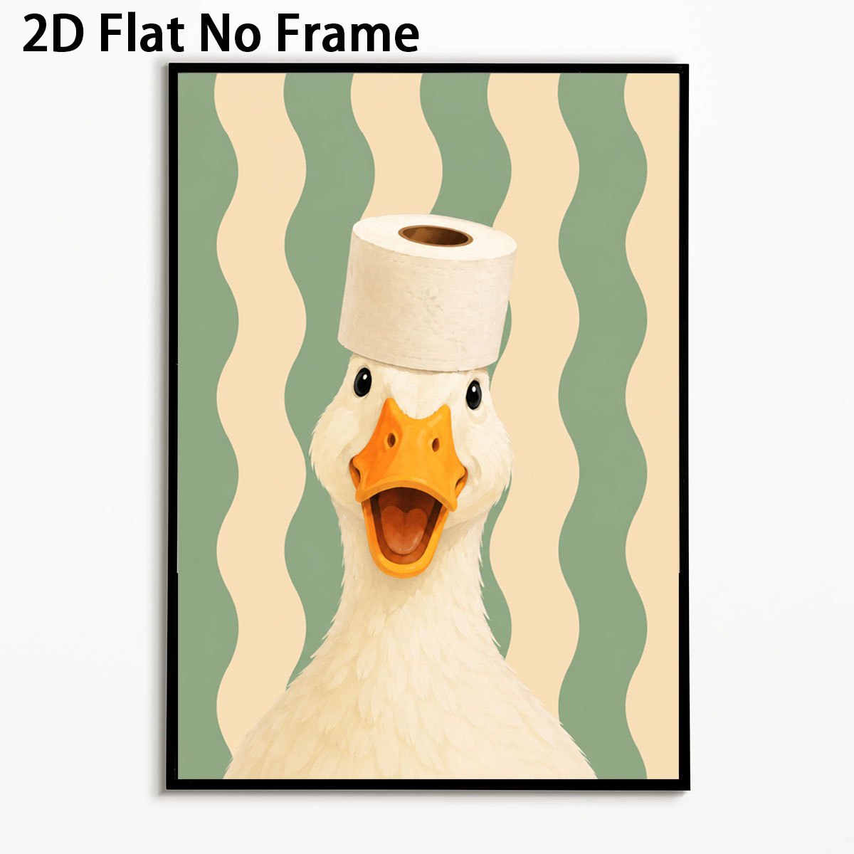 TEMU 2D Plat, 2D Plat, 1pc Canard Amusant avec Rouleau de Papier Toilette Art Mural Style Rétro Impression sur Toile Non Encadrée Adapté pour Salon