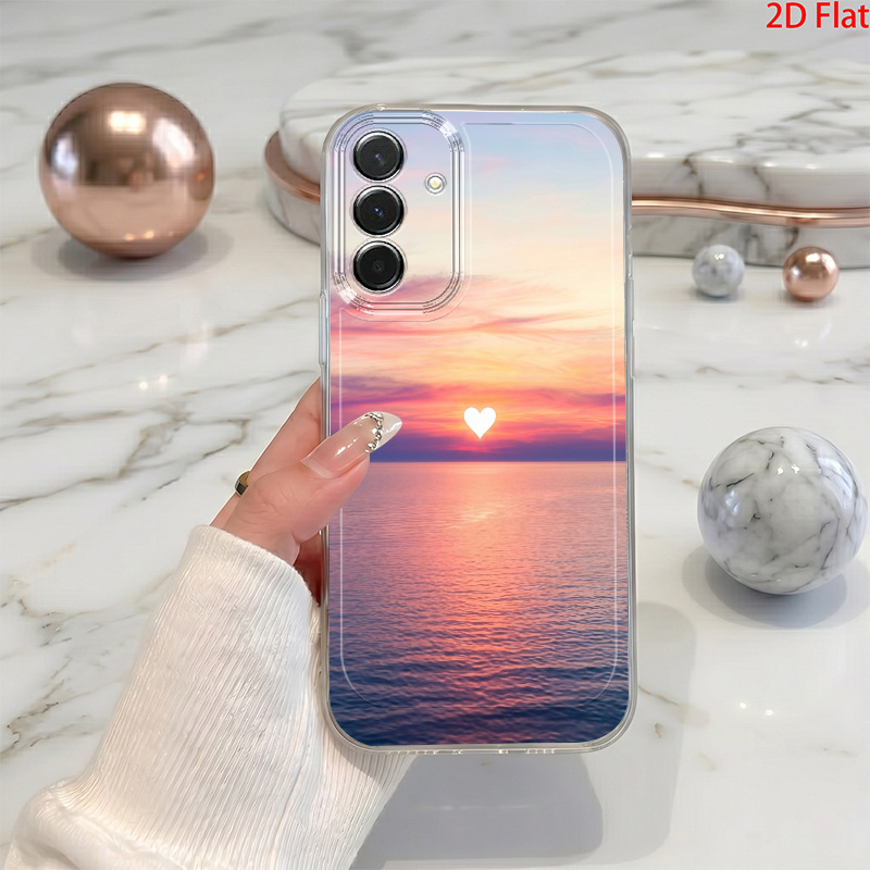 TEMU Phone Case: 2d Mist Heart Ocean Sunset Phone Case, Suitable For Galaxy A03s A05s A06 A07 A13 A14 A15 A16 A17 A22 A23 A24 A25 A26 A32 A34 A35 A36