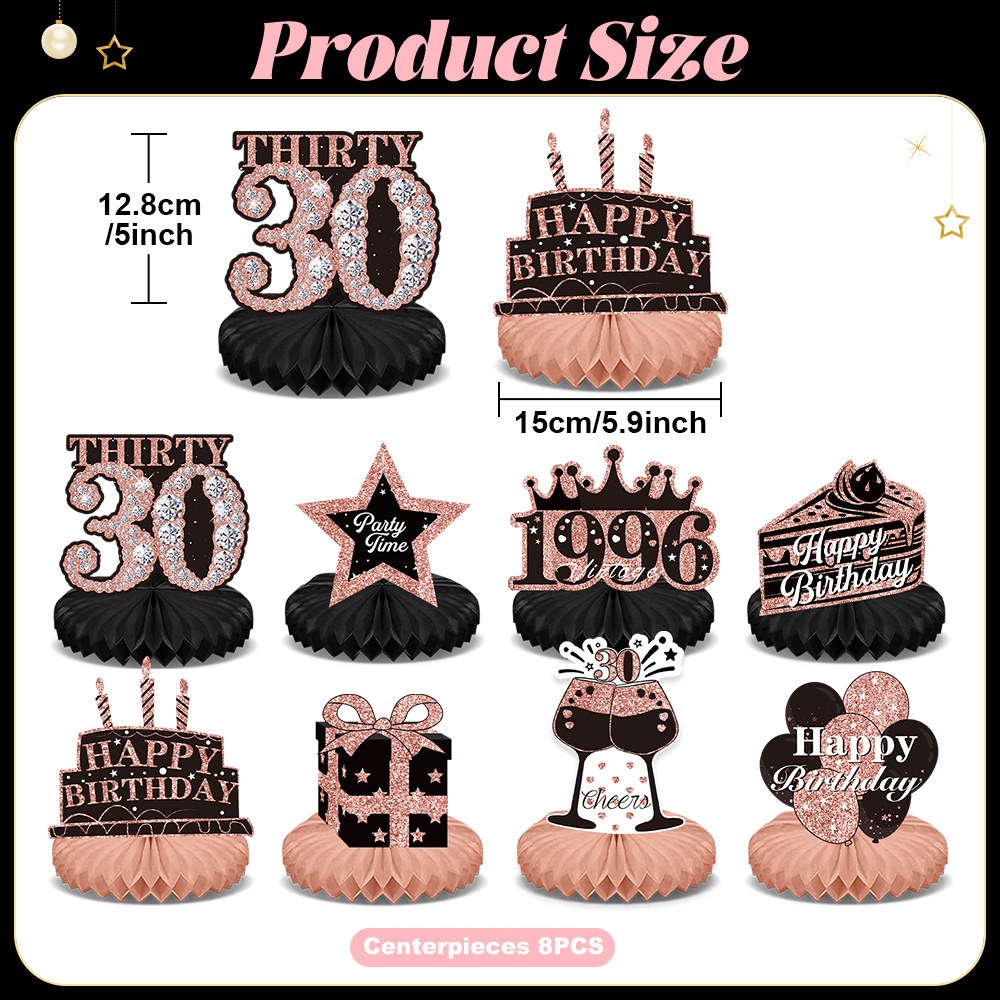 Image of 8pcs 30th Birthday Party Centerpieces For Women, 30th Birthday Party Supplies, 30 Birthday Party Decorations For Women
